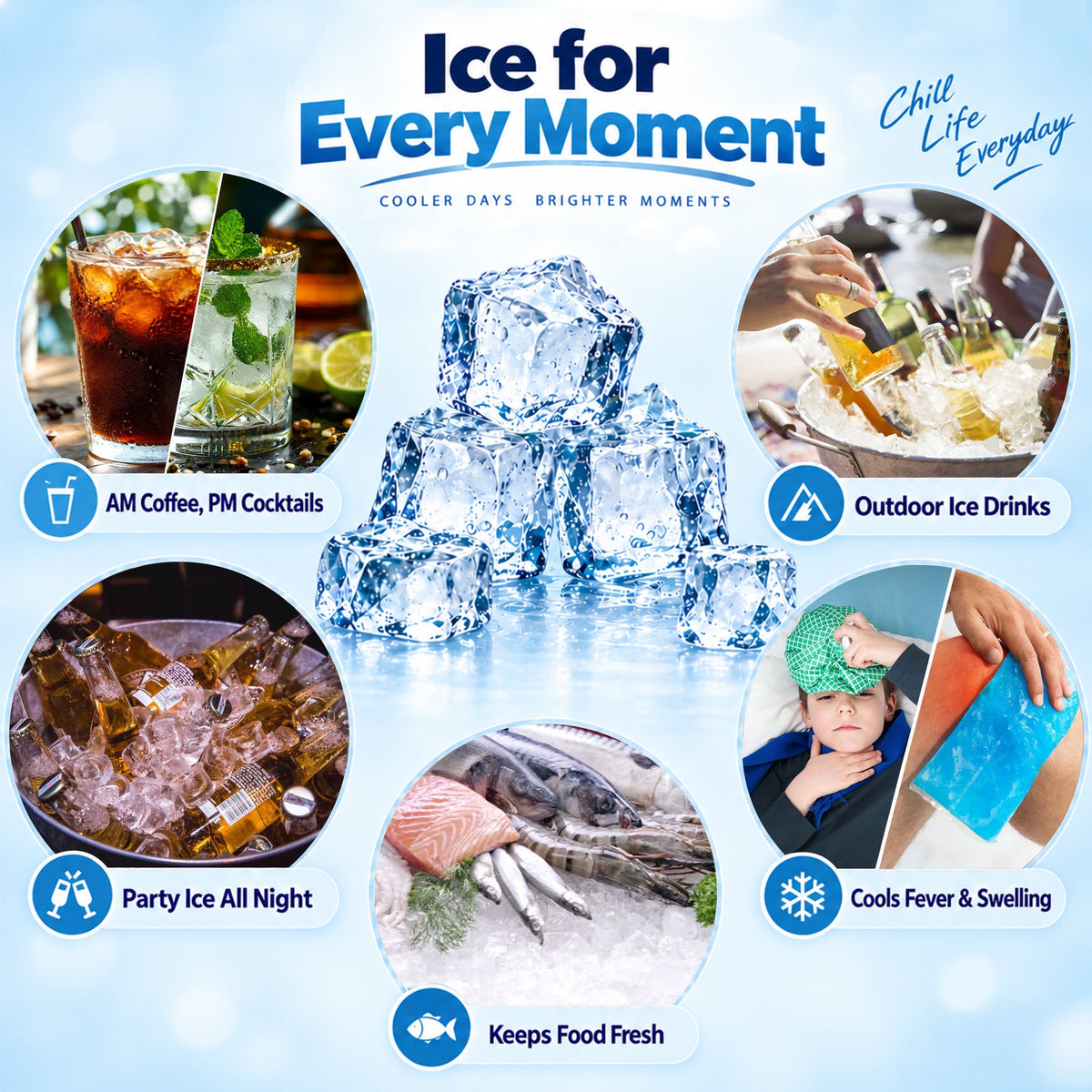 🧊 Nectavira®34/68-Cube All-In-One Ice-Making System With Built-In Storage Drawer