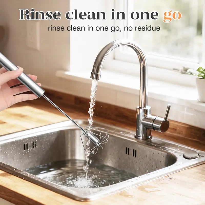 💎LAST DAY 50% OFF ✨Orodira®Stainless Steel Hand-Push Rotary Whisk – Effortless Mixing in Seconds!