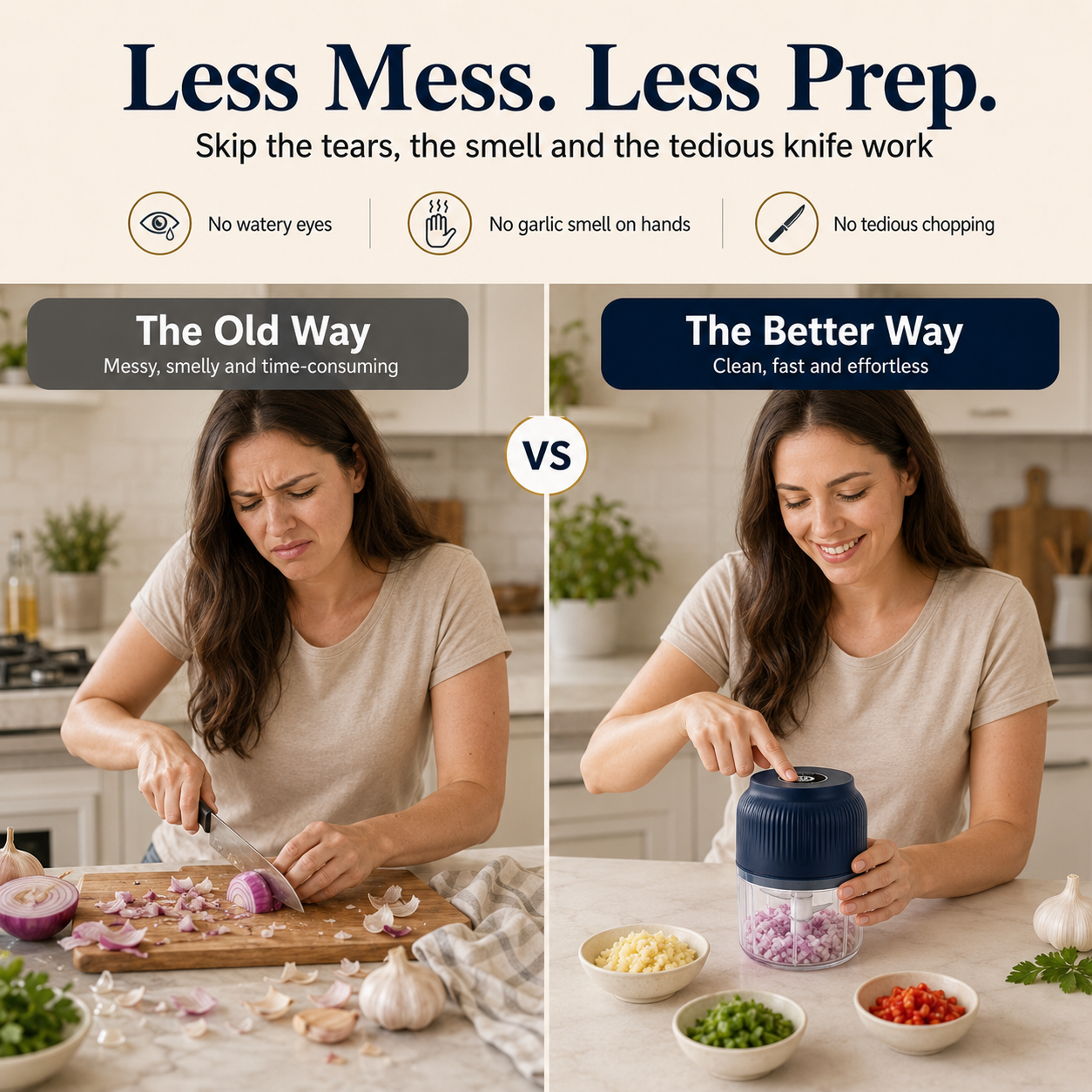 ✋🤩 Stop Chopping by Hand | 𝐍𝐞𝐜𝐭𝐚𝐯𝐢𝐫𝐚® Mini Electric Food Chopper 1-Press Garlic, Onion & Veggie Cutter – Ready in Seconds ⚡