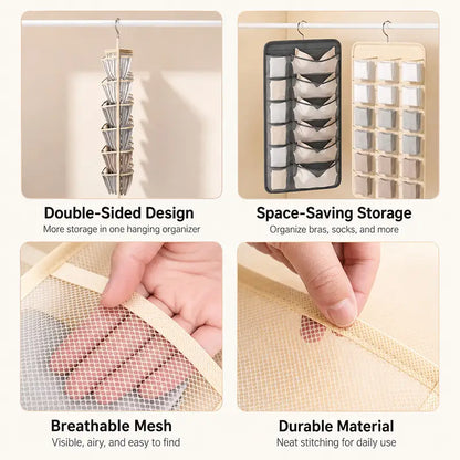 ✨Nectavira® Multi-Pocket Hanging Closet Organizer – Neat Storage for Bras & Underwear