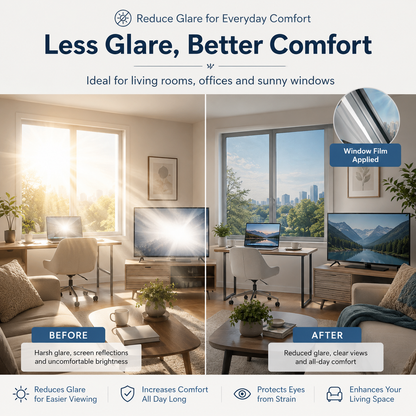 ☀️50% OFF Today - Reflective Window Privacy Film| Daytime Mirror Window Tint for Heat Control, UV Protection, Home, Office & Car Glass