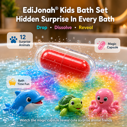 EdiJonah® Kids Bath Set – Magic Animal Capsules for Learning & Play (Turn Bath Time Into a Fun Discovery Adventure)