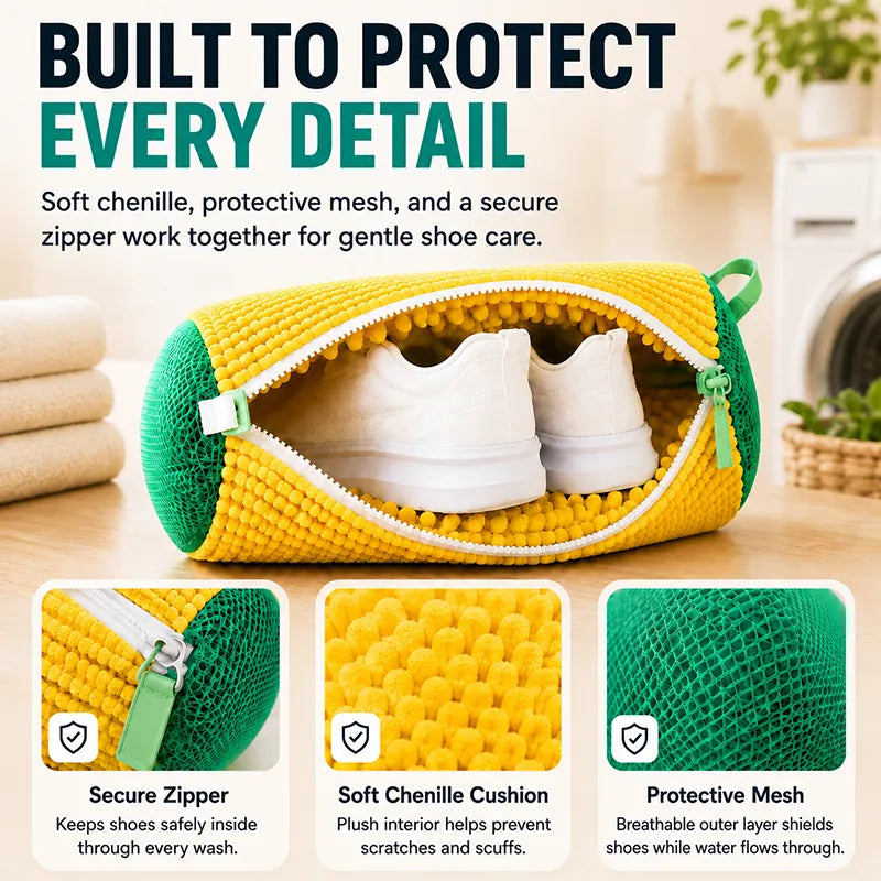 👟 Nectavira® Chenille Shoe Washing Machine Bag – Protective Mesh & Hidden Zipper 🔒