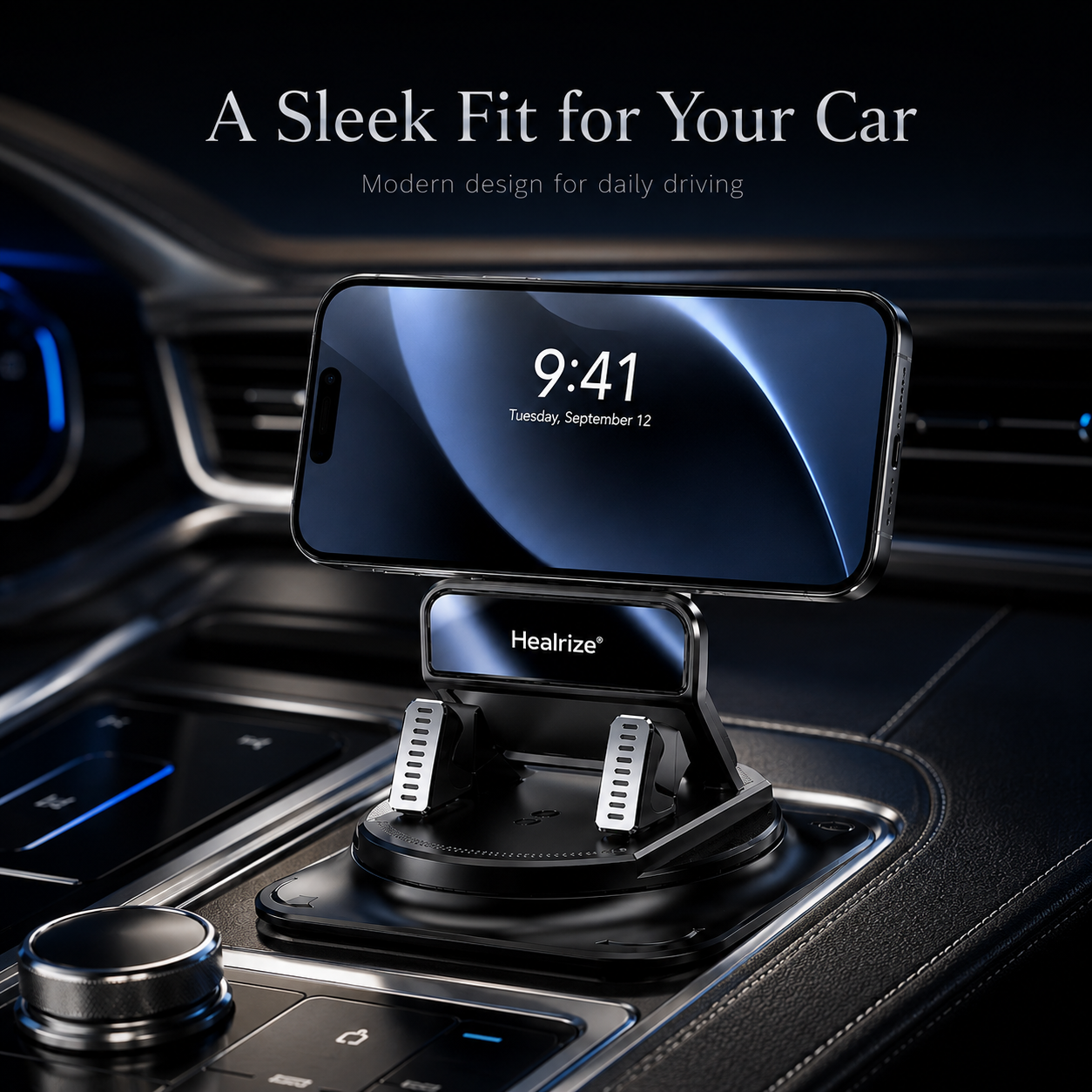💎Mechanical 360° Rotating Car Phone Holder | Strong Suction Dashboard Mount for iPhone & Android Navigation🚘