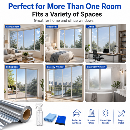 ☀️50% OFF Today - Reflective Window Privacy Film| Daytime Mirror Window Tint for Heat Control, UV Protection, Home, Office & Car Glass