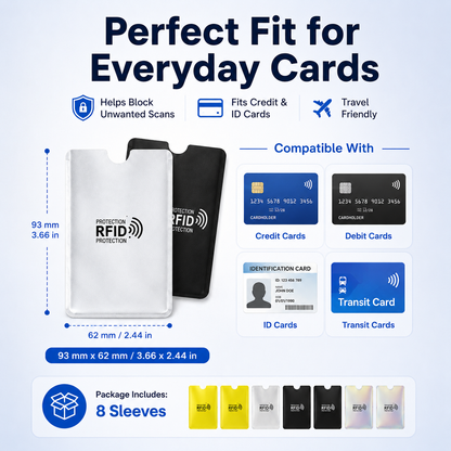 🔒 8-Pack RFID Blocking Card Sleeves