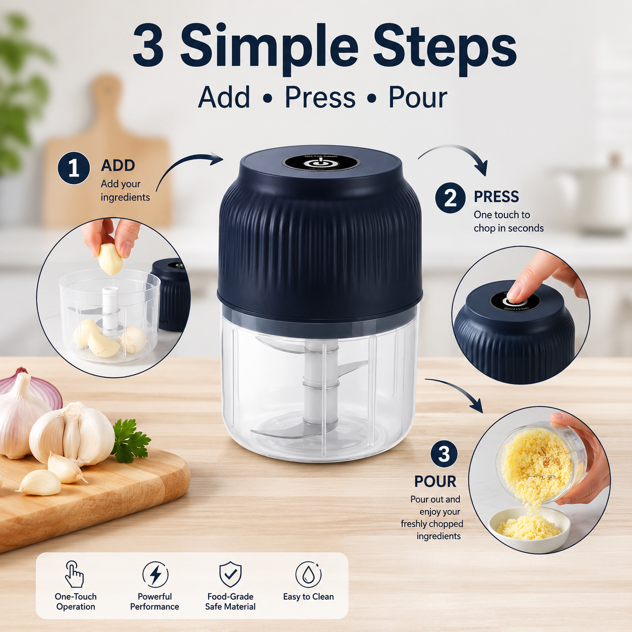 🔥 50K+ Sold |  𝐍𝐞𝐜𝐭𝐚𝐯𝐢𝐫𝐚® Mini Electric Food Chopper – One-Press Garlic & Veggie Prep 🍳🥕🧄