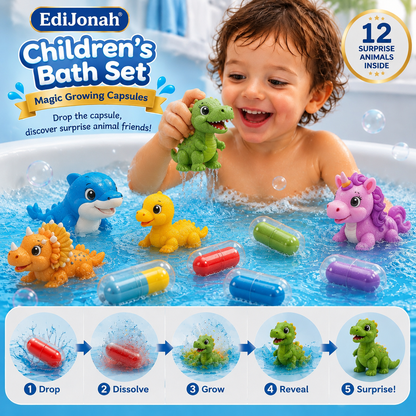 EdiJonah® Kids Bath Set – Magic Animal Capsules for Learning & Play (Turn Bath Time Into a Fun Discovery Adventure)