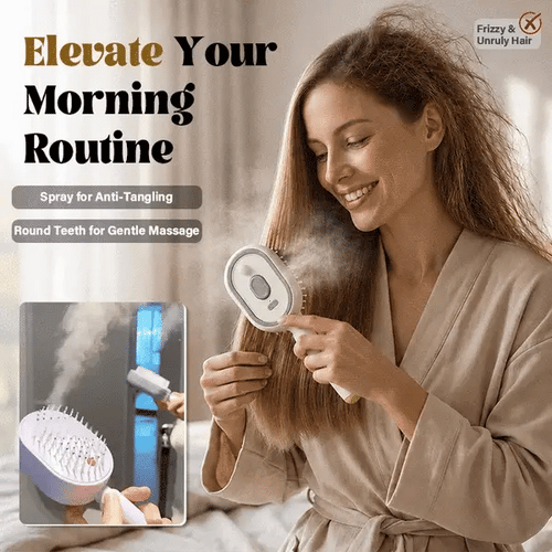 Nectavira® 🔥 3-in-1 Electric Air Cushion Massage Comb with Mist Spray, Self-Cleaning Steam and Essential Oil Function, Rechargeable Scalp Massage Brush✨✨