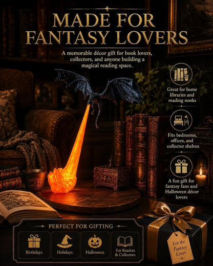 🔥Nectavira® Dragon’s Breath Fantasy Night Light – 3D Bookshelf Accent Lamp