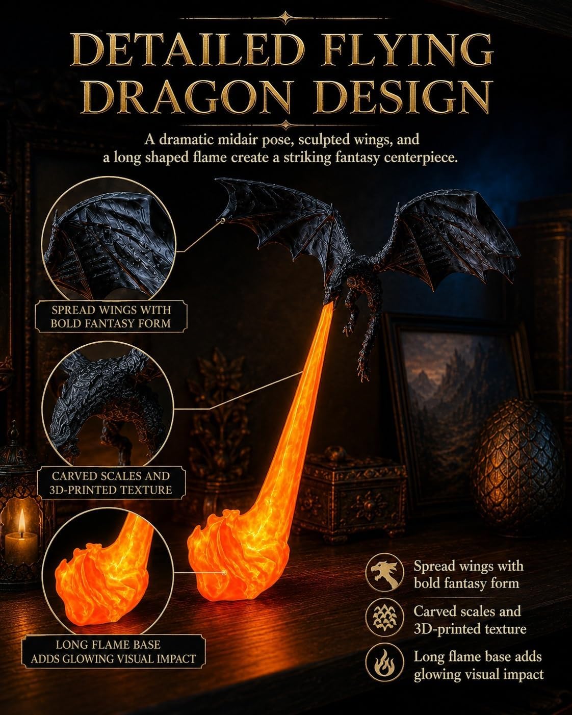 🔥Nectavira® Dragon’s Breath Fantasy Night Light – 3D Bookshelf Accent Lamp