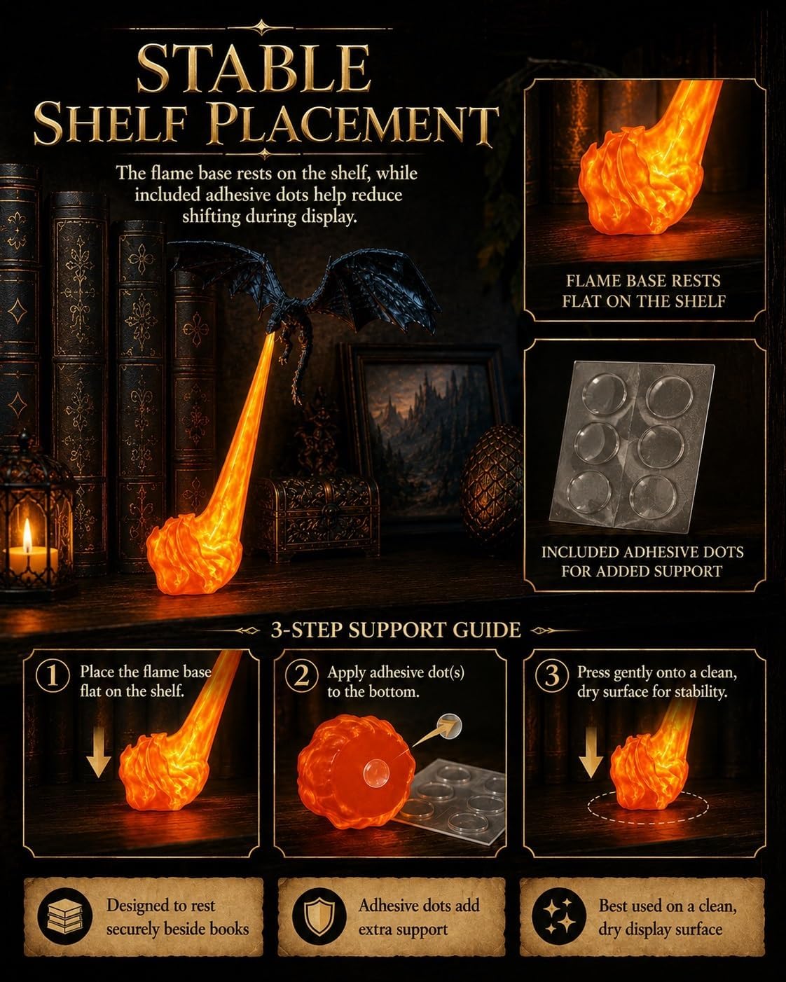 🔥Nectavira® Dragon’s Breath Fantasy Night Light – 3D Bookshelf Accent Lamp