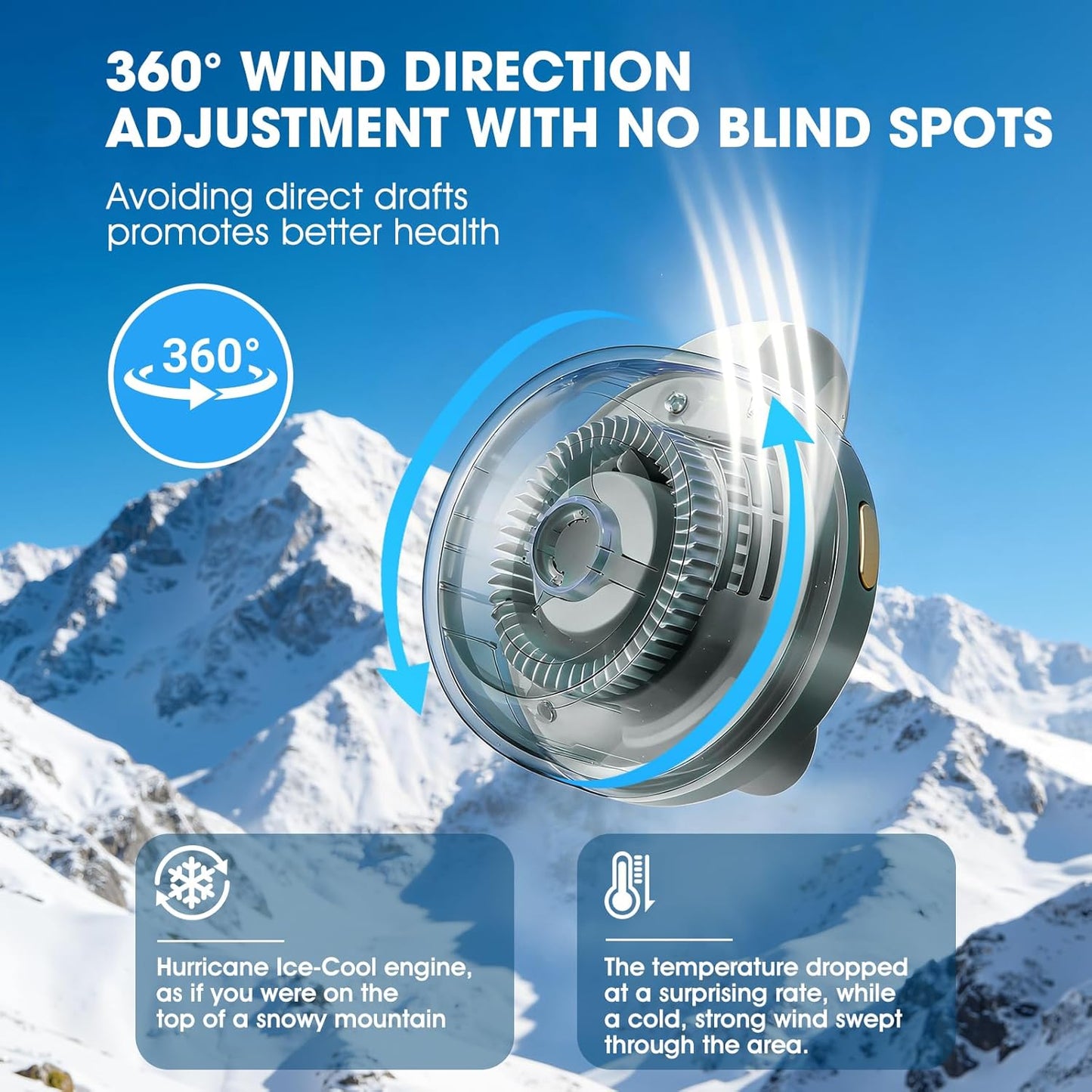 💎Portable Silent Mini Bladeless Fan Clip On,3 Speeds Clip-On Fans For Shirt,Small Clips Fanmini Whirlwind Fans For Waist Clips Suitable For Outdoor & Travel & Office