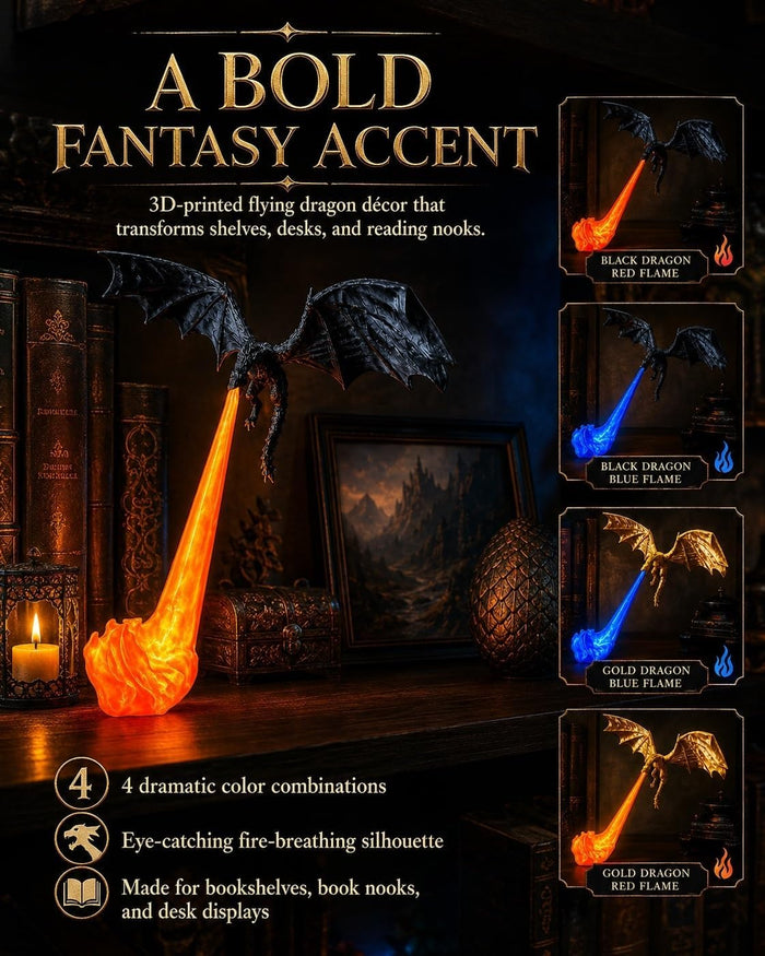 Nectavira glowing dragon flame shelf light