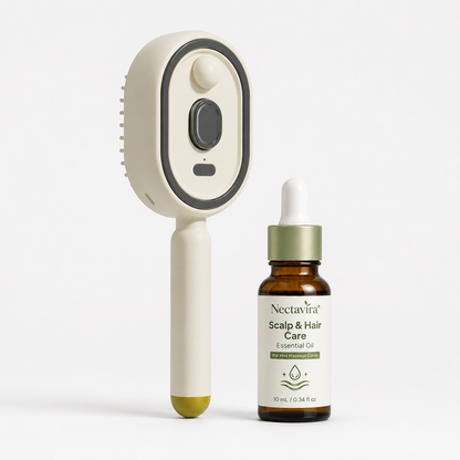 Nectavira® 3-in-1 Electric Air Cushion Massage Comb with Mist Spray, Self-Cleaning Steam and Essential Oil Function, Rechargeable Scalp Massage Brush🔥