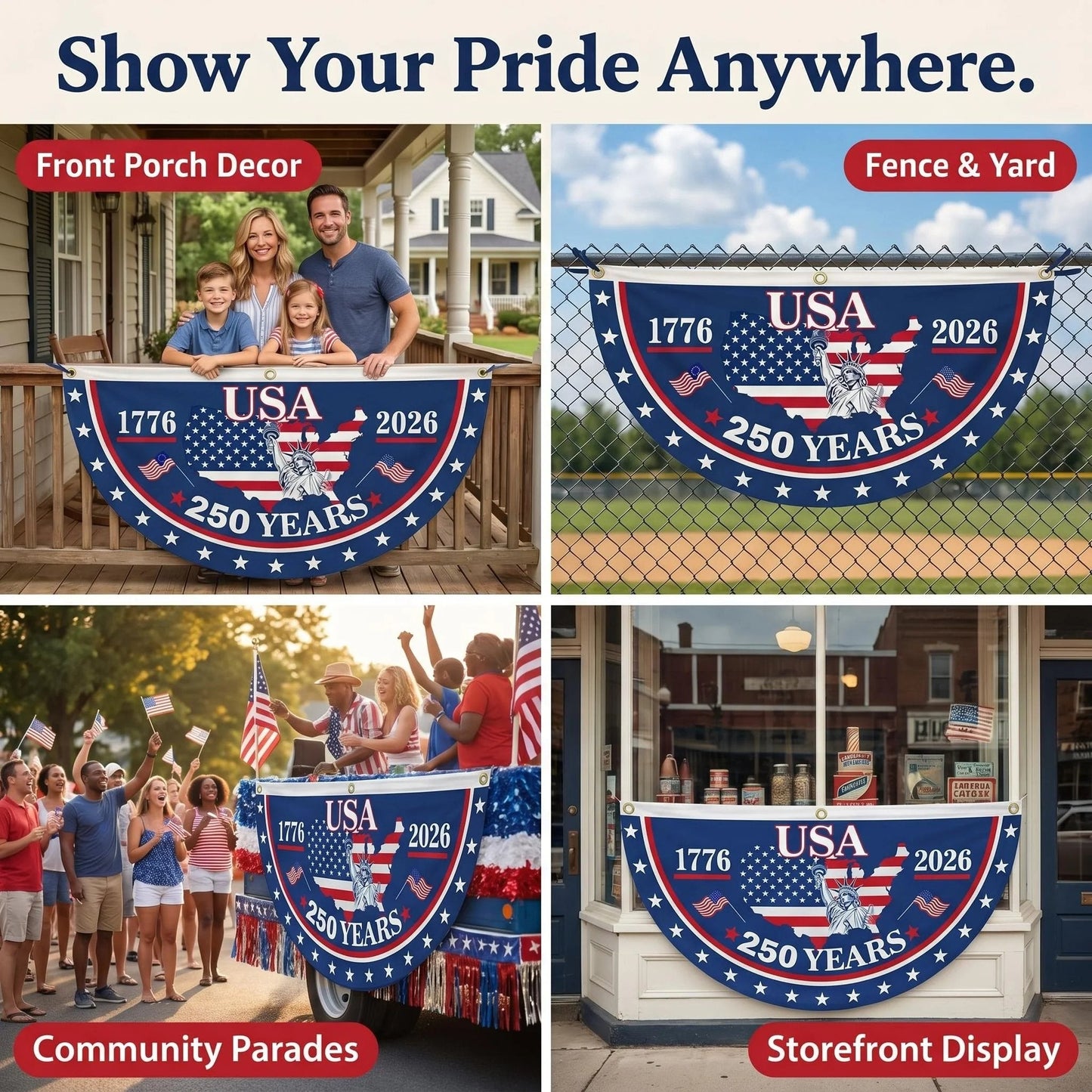 🗽 Honor Your American Pride 🎉 Handcrafted by Veterans – 250th   Anniversary USA Fan Flag 🏅