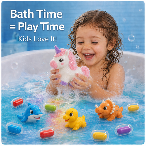 EdiJonah® Kids Bath Set – Magic Animal Capsules for Learning & Play (Turn Bath Time Into a Fun Discovery Adventure)