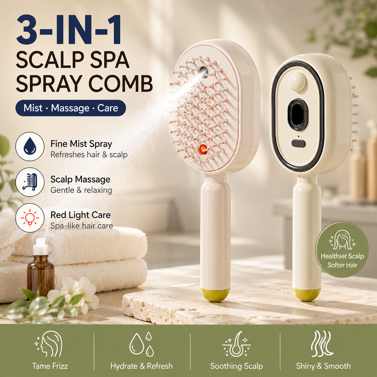 ✨ Steam Mist Straightening Comb – Salon-Smooth Hair at Home