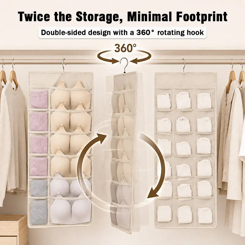 ✨Nectavira® Multi-Pocket Hanging Closet Organizer – Neat Storage for Bras & Underwear
