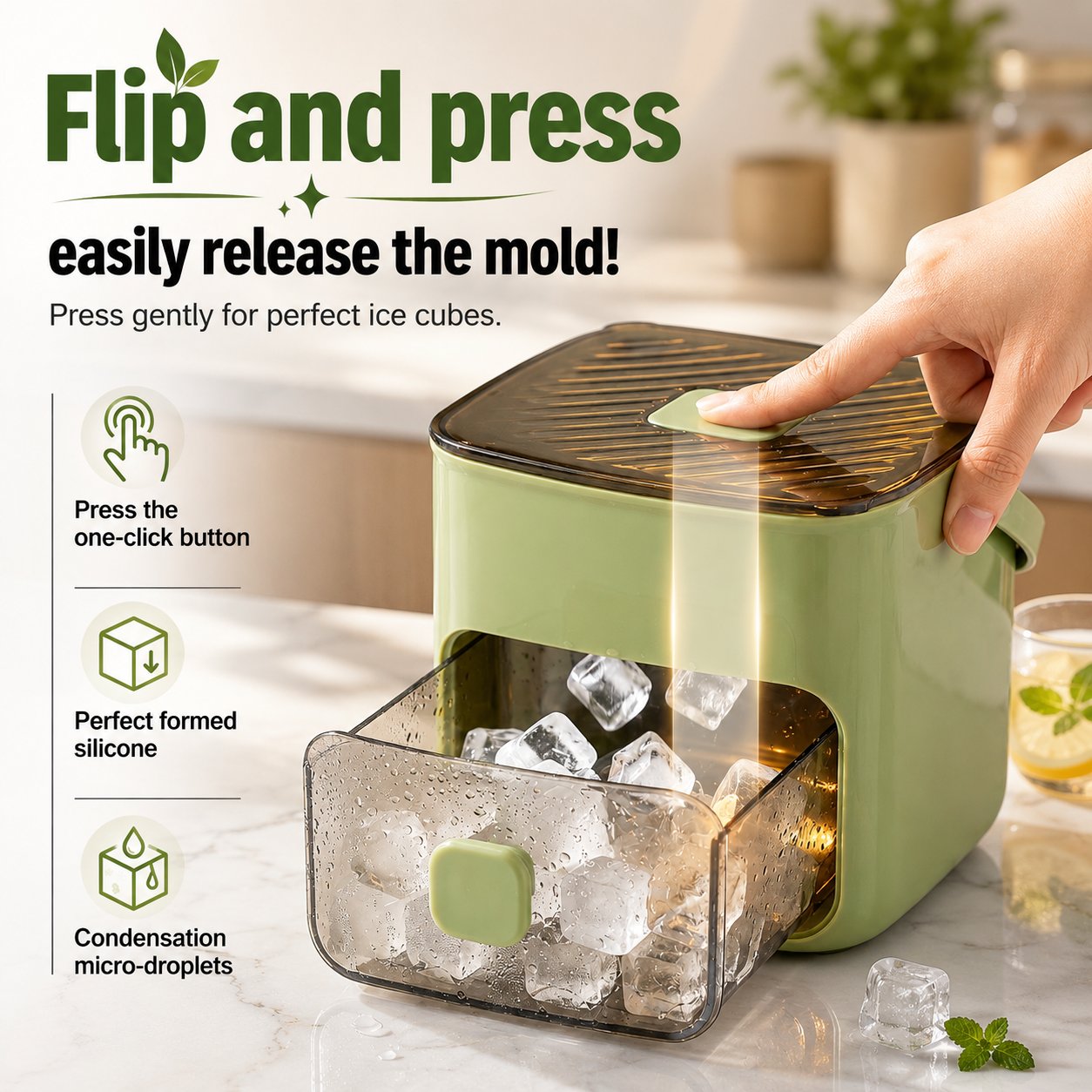 🧊 Nectavira® 2-in-1 Ice Cube Tray with Storage Bin