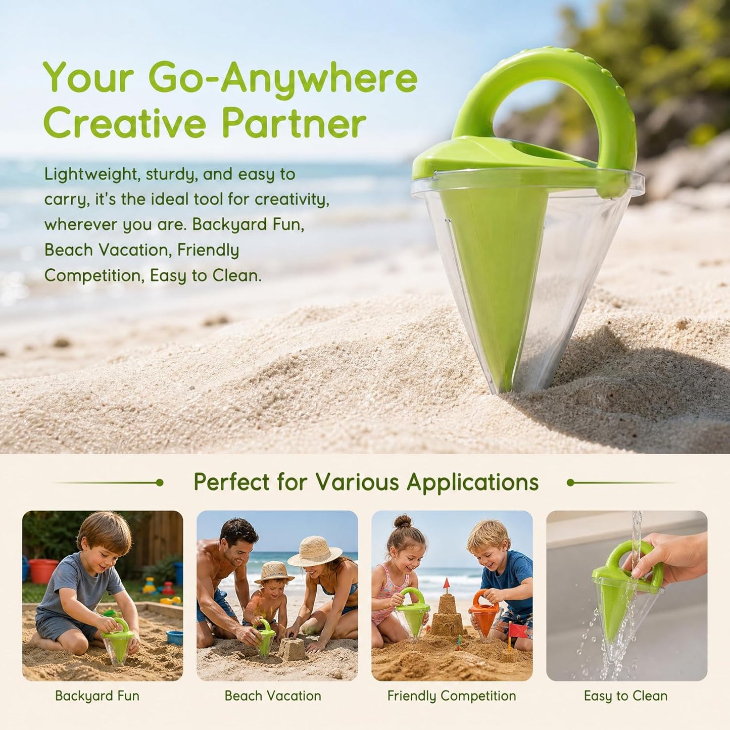 🏖️ Kids Beach Sand Funnel Toy – Transparent Sand Scoop & Shell Collector for Outdoor Summer Play