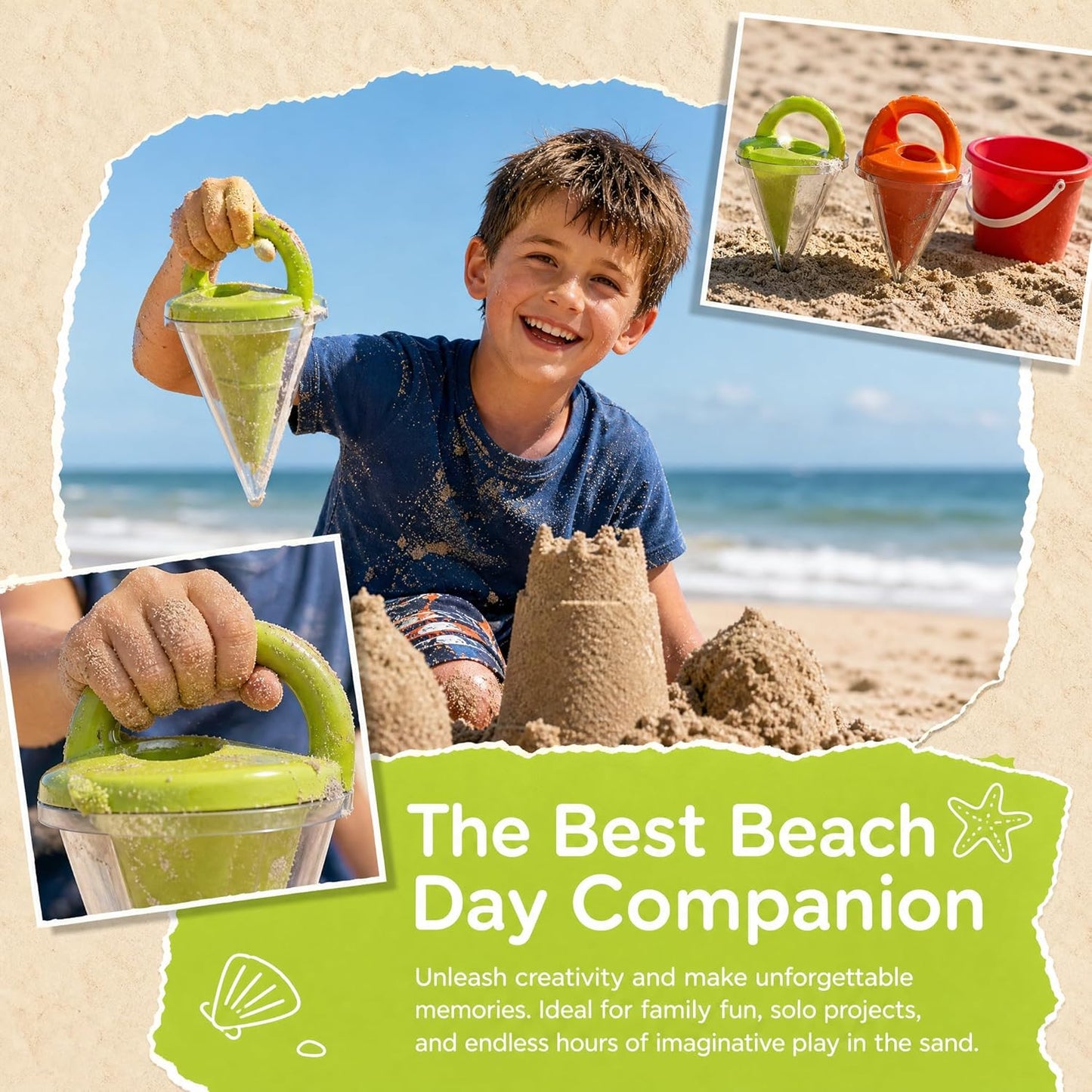 🏖️ Kids Beach Sand Funnel Toy – Transparent Sand Scoop & Shell Collector for Outdoor Summer Play