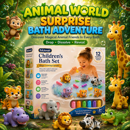 EdiJonah® Kids Bath Set – Magic Animal Capsules for Learning & Play (Turn Bath Time Into a Fun Discovery Adventure)