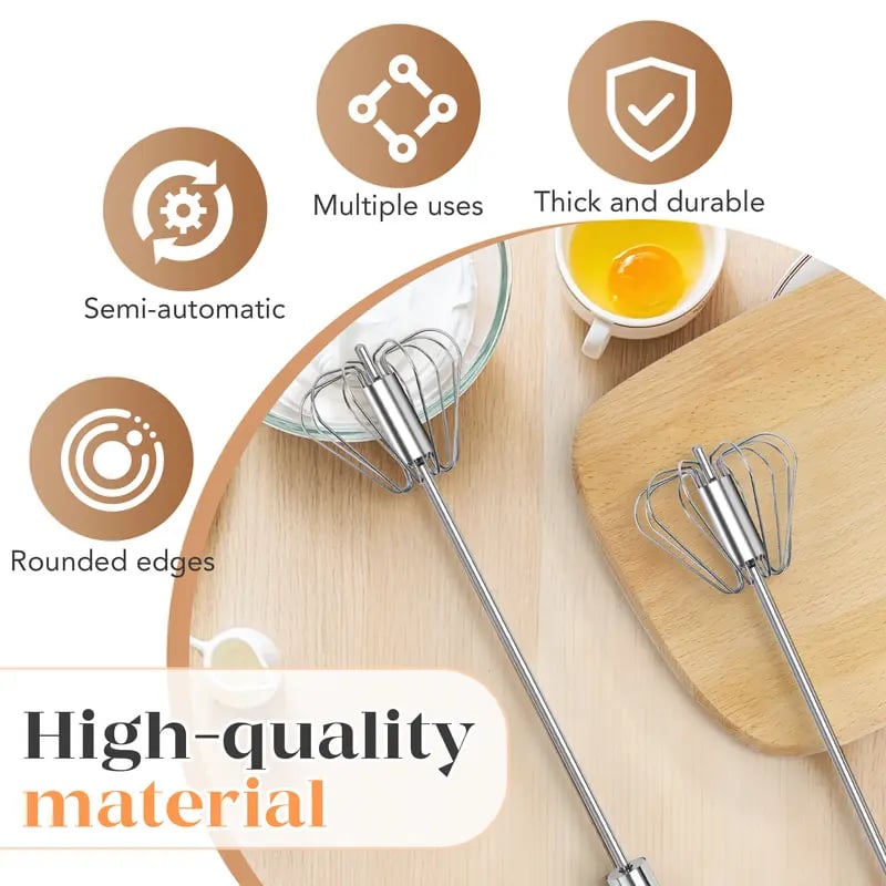 💎LAST DAY 50% OFF ✨Orodira®Stainless Steel Hand-Push Rotary Whisk – Effortless Mixing in Seconds!