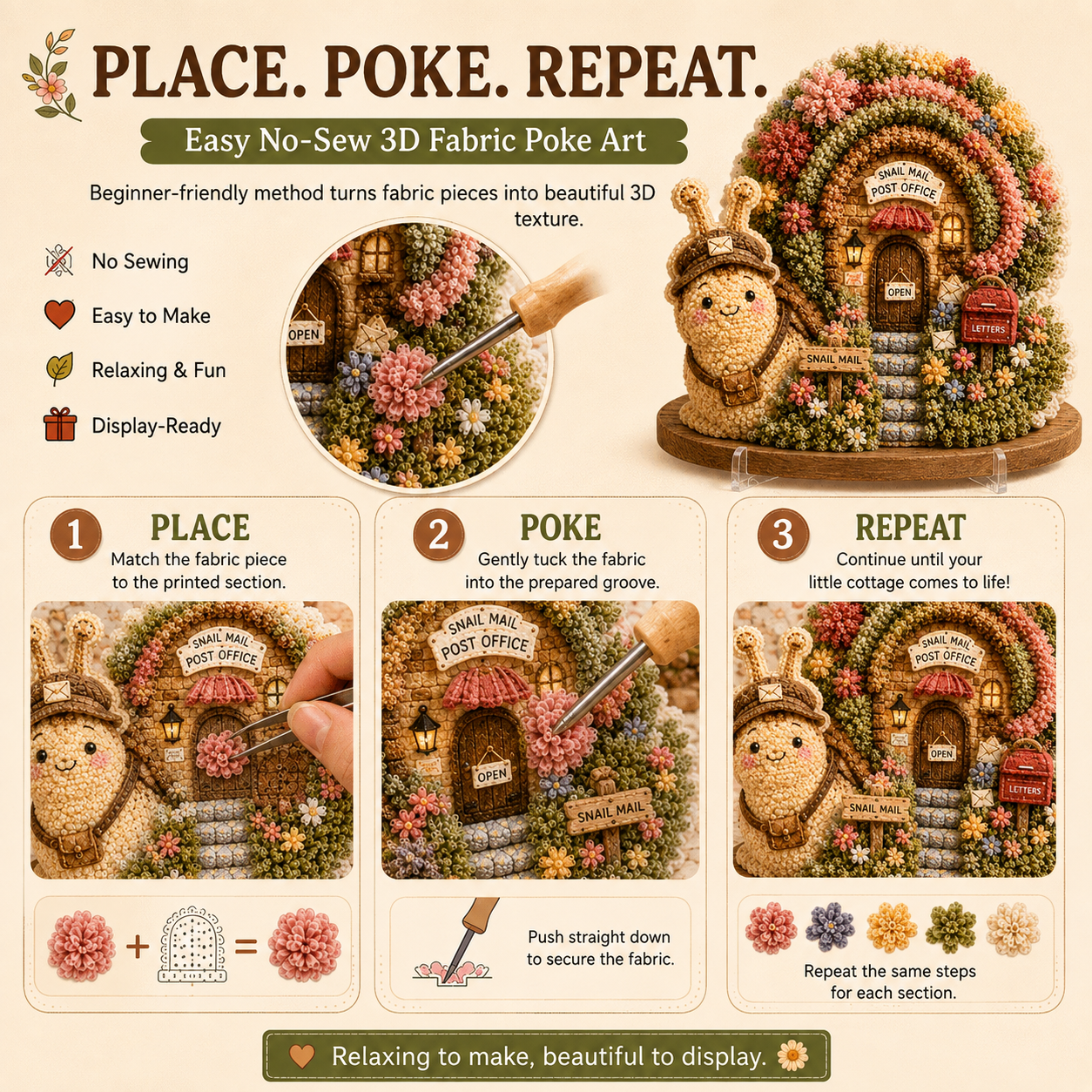 Nectavira® Cozy Cottage 3D Fabric Poke Art Kit