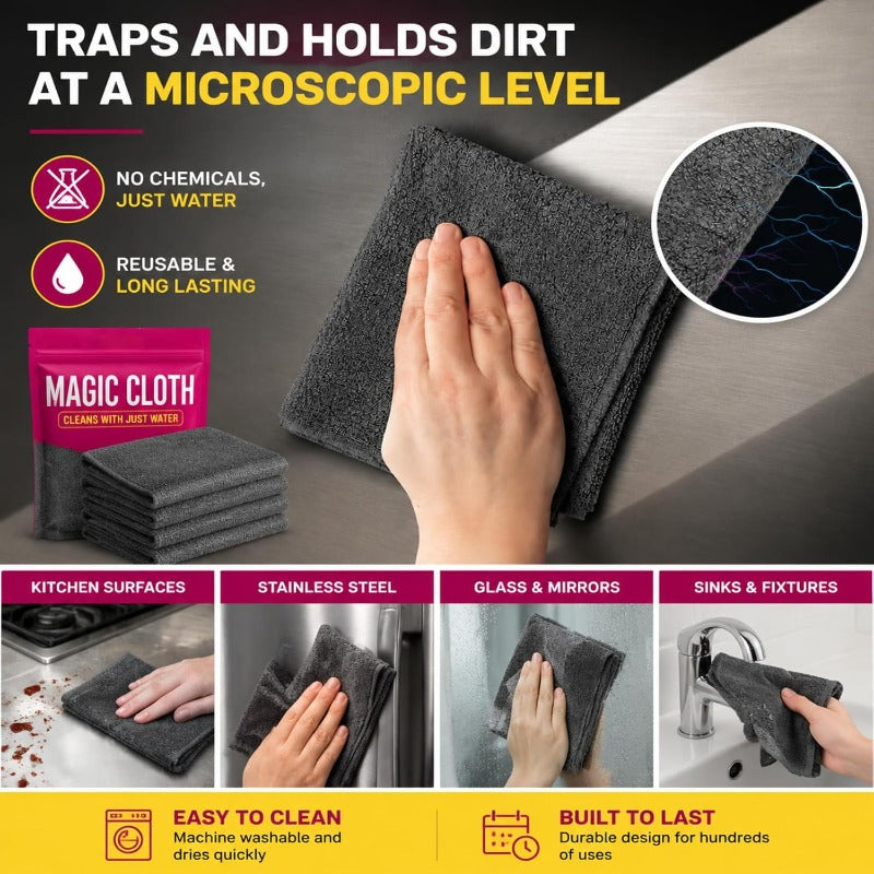 Nectavira® Streak-Free Reusable Microfiber Cleaning Cloths – 5 Pack
