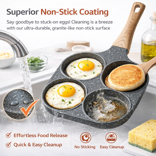 🥚 4-Cavity Nonstick Breakfast Pan – Easy-Cook Frying Pan for Eggs, Pancakes & Sandwiches