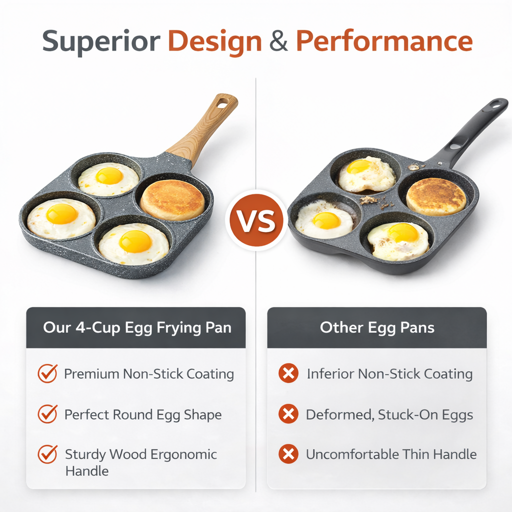 🥚 4-Cavity Nonstick Breakfast Pan – Easy-Cook Frying Pan for Eggs, Pancakes & Sandwiches