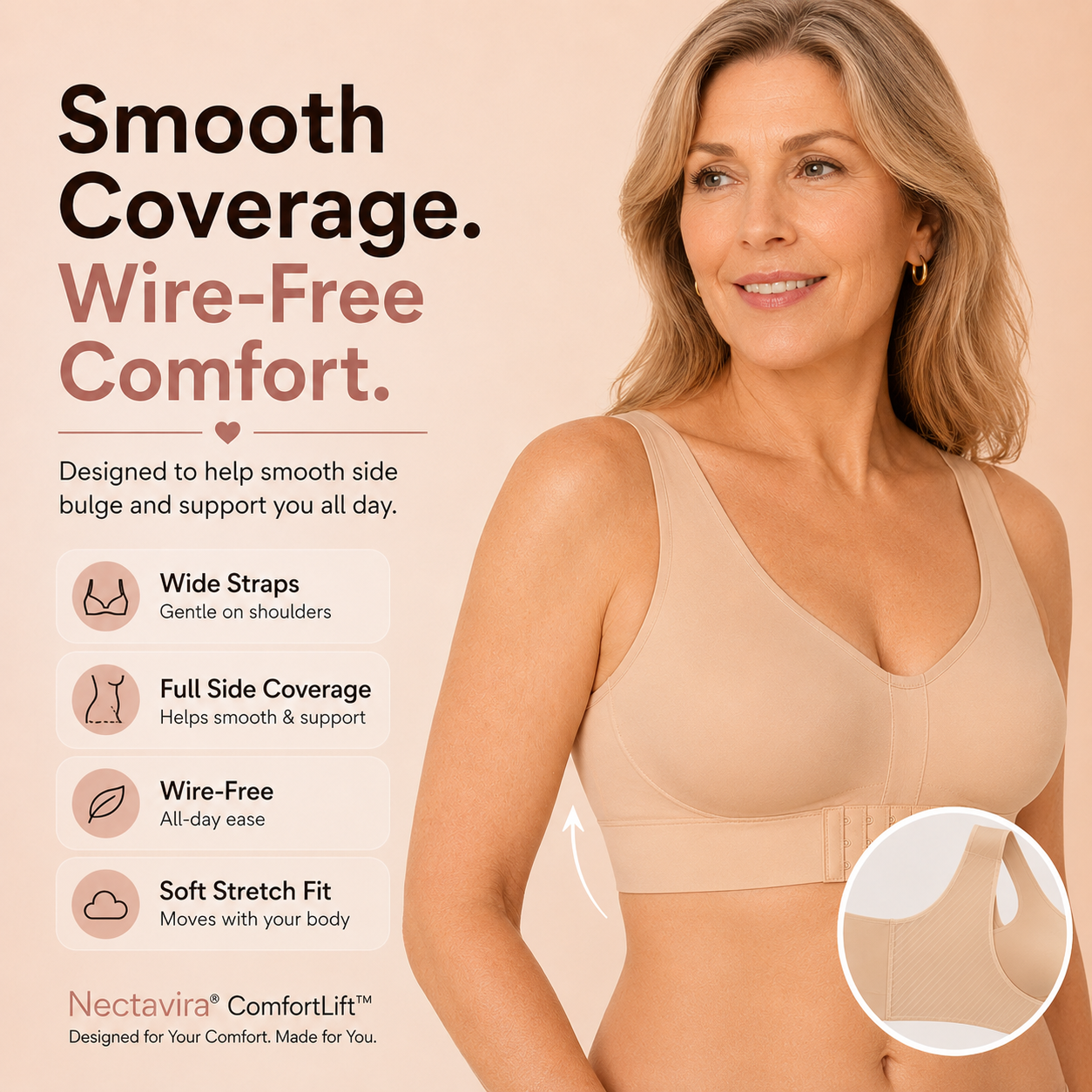 💗 𝐎𝐟𝐟𝐢𝐜𝐢𝐚𝐥 𝐁𝐫𝐚𝐧𝐝 𝐒𝐭𝐨𝐫𝐞 |✅ Nectavira® ComfortLift™ Front Closure Wireless Support Bra ✨