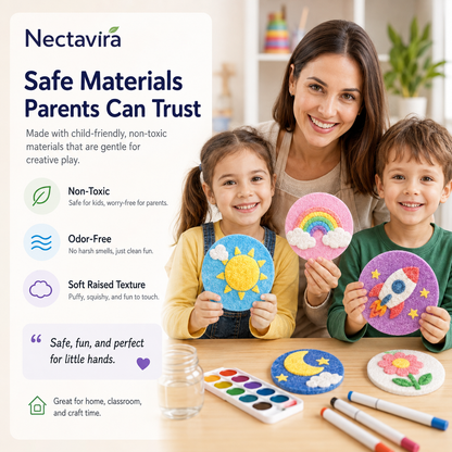 🎨 Nectavira® 3D Puffy Art Kit with Paints, Pen & Palette