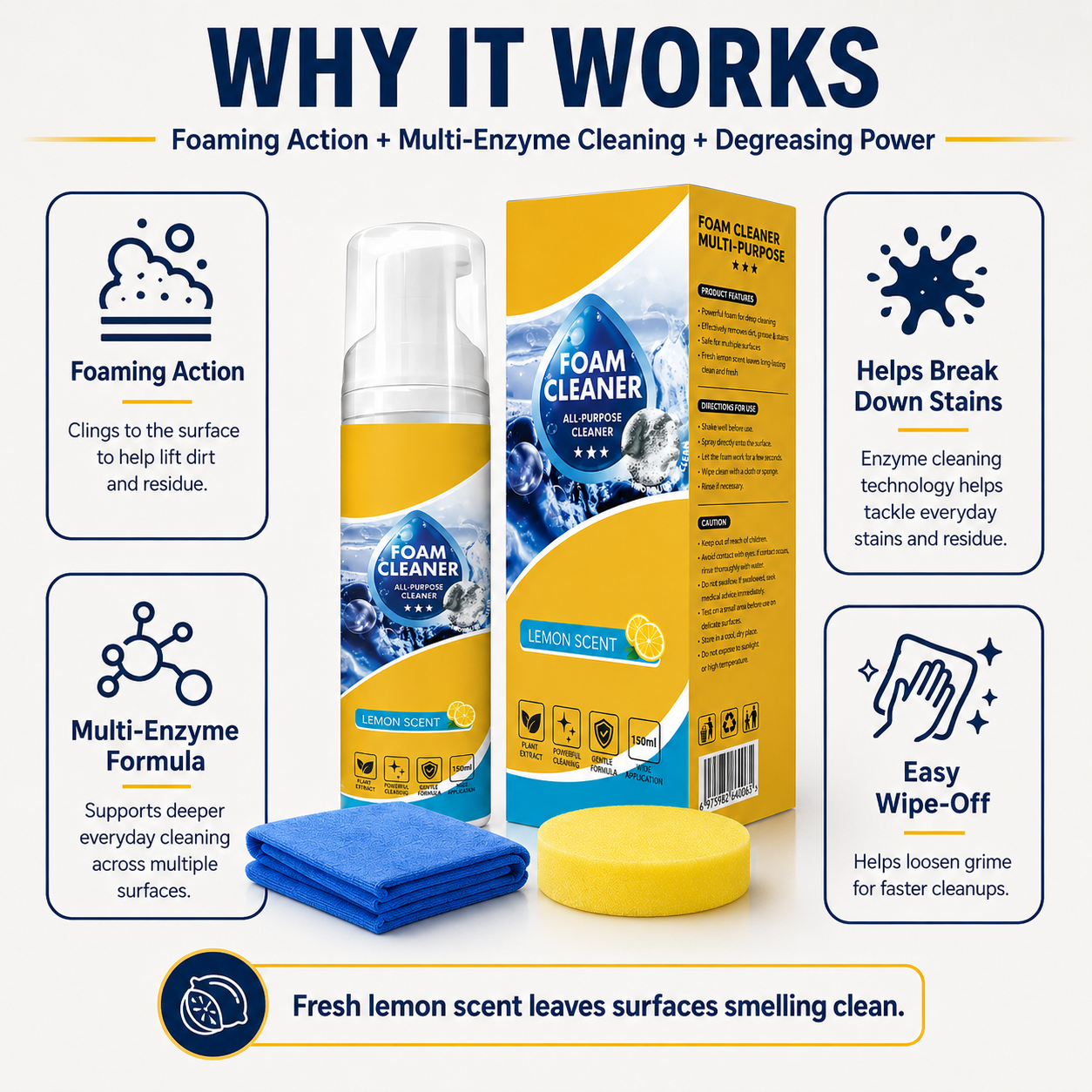 Nectavira All-Purpose Foam Cleaner – Multi-Surface Cleaner for Home, Car & More