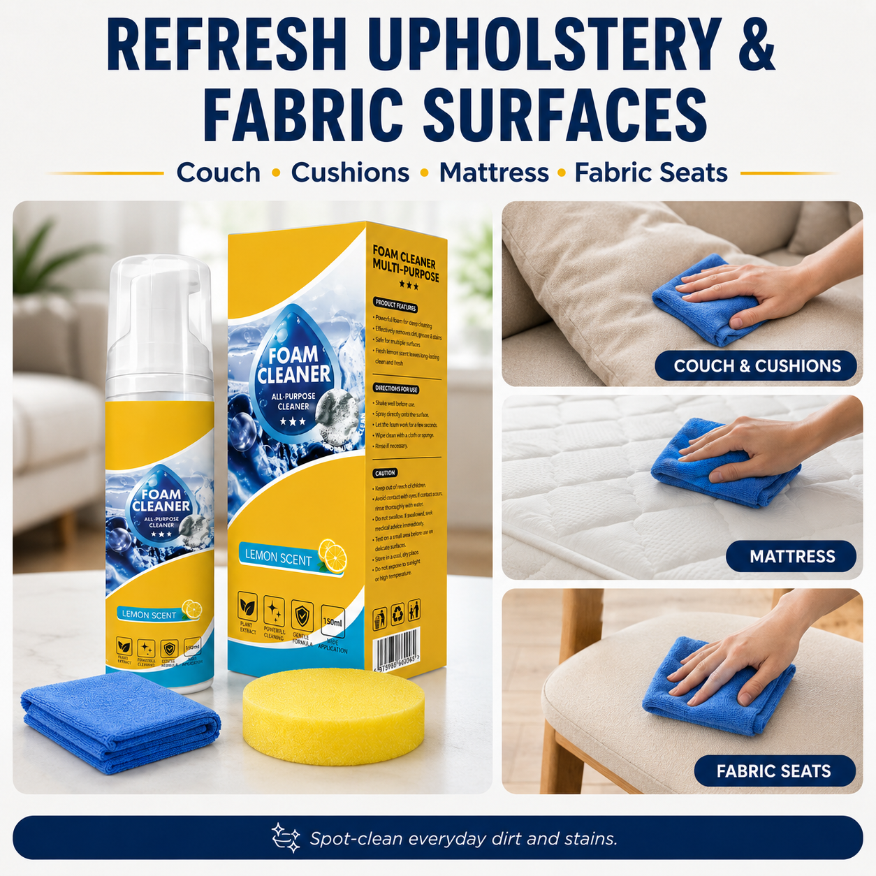 Nectavira All-Purpose Foam Cleaner – Multi-Surface Cleaner for Home, Car & More