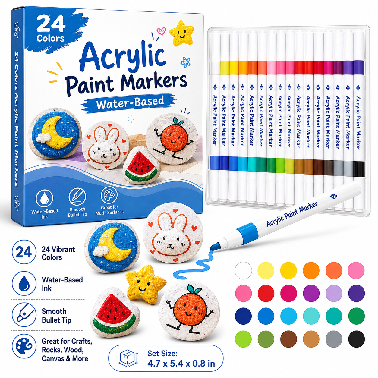 🖍️ 24-Color Acrylic Marker Set — 50% OFF | Only 12 Left!