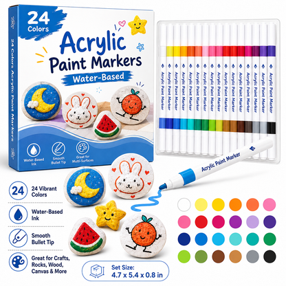 🖍️ 24-Color Acrylic Marker Set — 50% OFF | Only 12 Left!