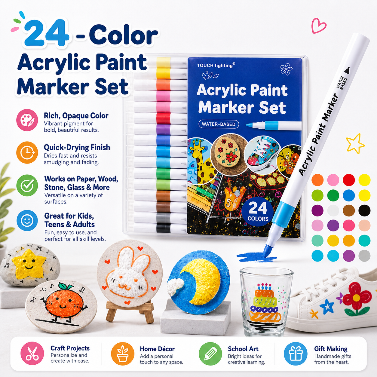 🖍️ 24-Color Acrylic Marker Set — 50% OFF | Only 12 Left!