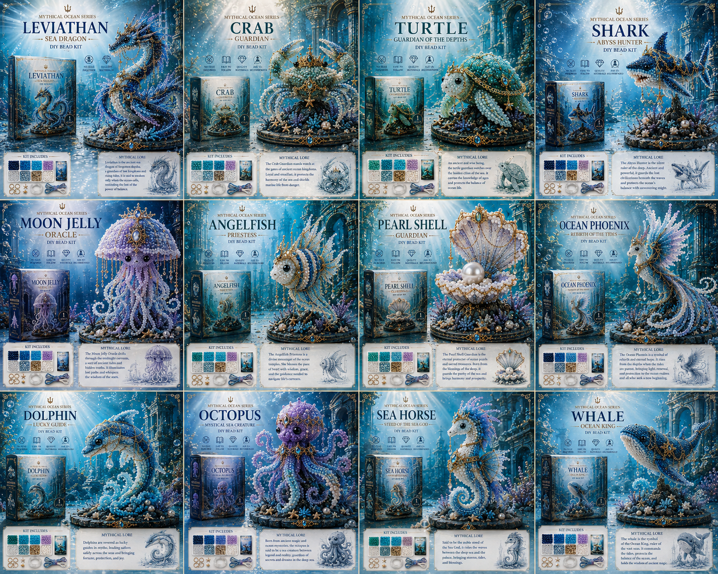 🌊 Mythical Ocean DIY Bead Kit – Choose From 12 Collectible Ocean Creature Styles