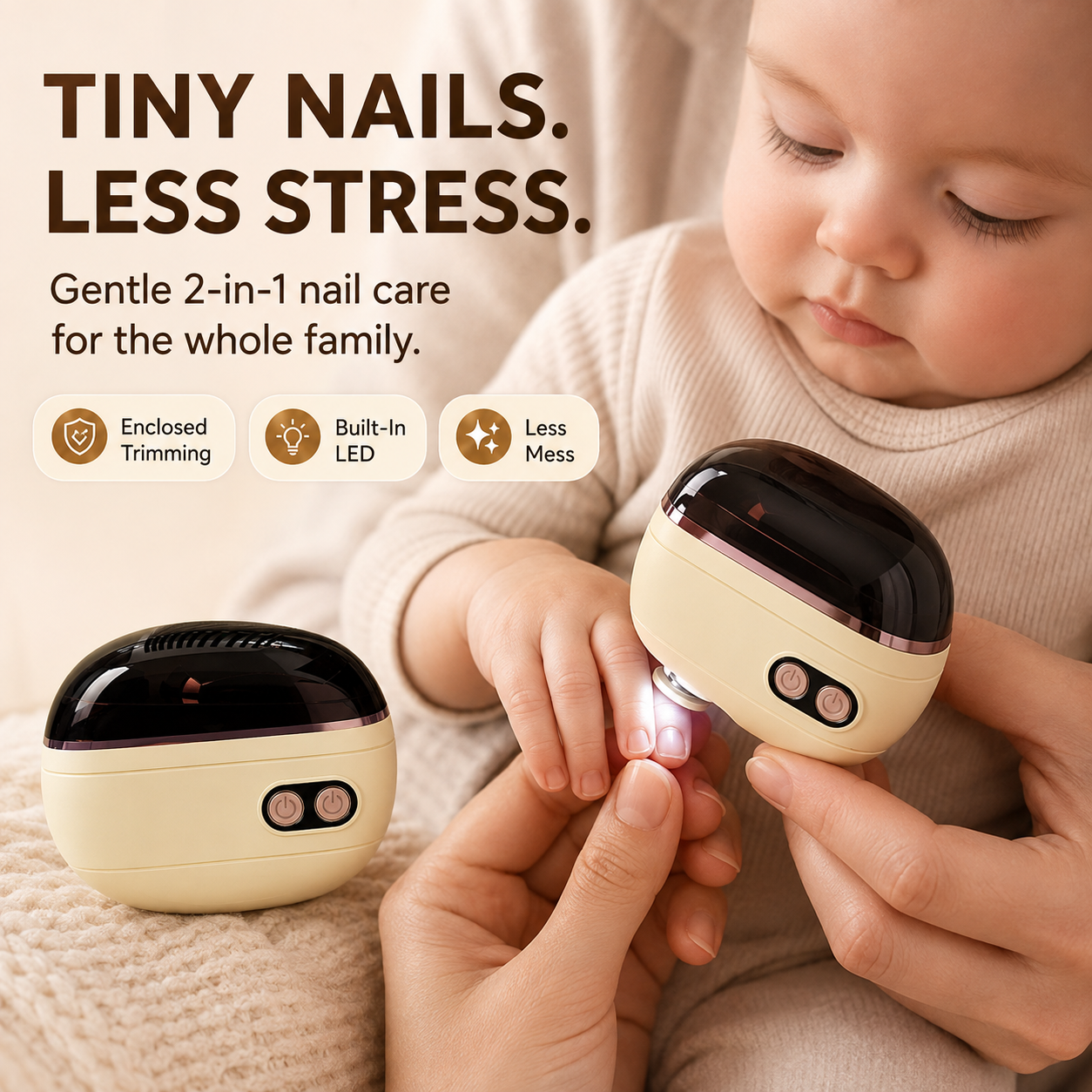 Tiny nails less stress electric nail care