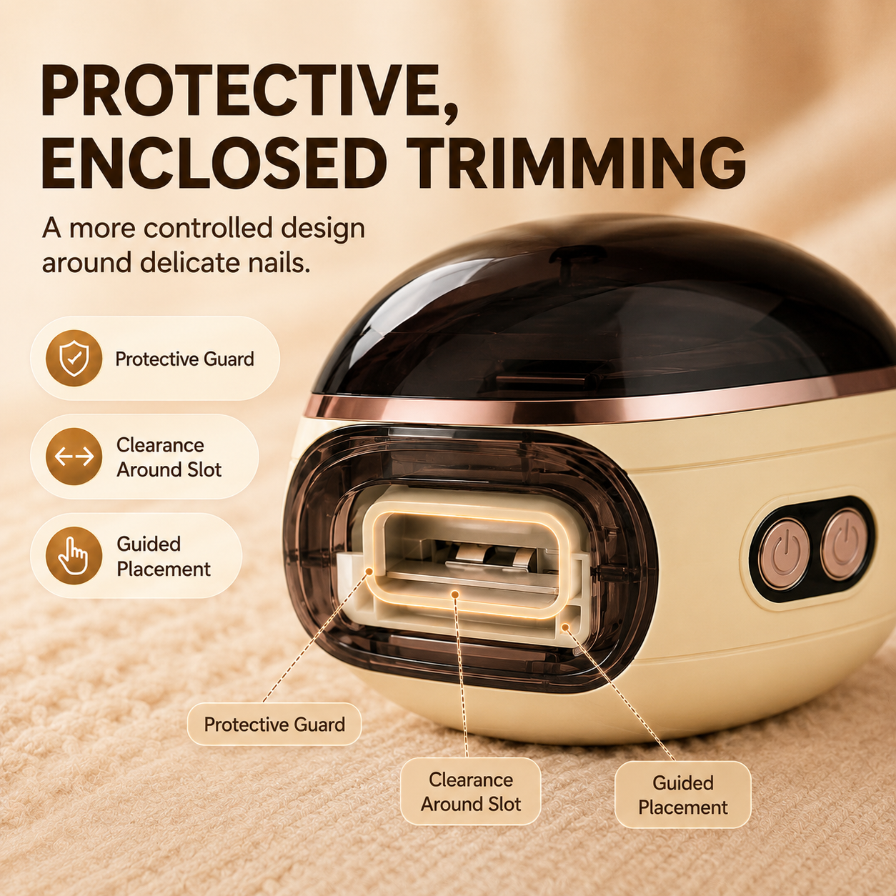 Protective enclosed electric nail trimming design