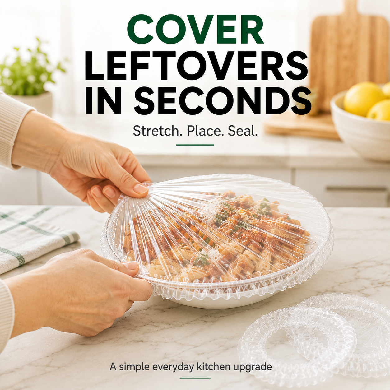 Nectavira® 100-Piece Stretch Food Covers – Elastic Bowl & Plate Covers for Leftovers, Produce & Everyday Food Storage