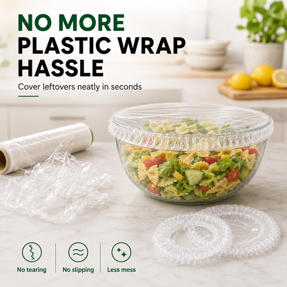 Nectavira® 100-Piece Stretch Food Covers – Elastic Bowl & Plate Covers for Leftovers, Produce & Everyday Food Storage