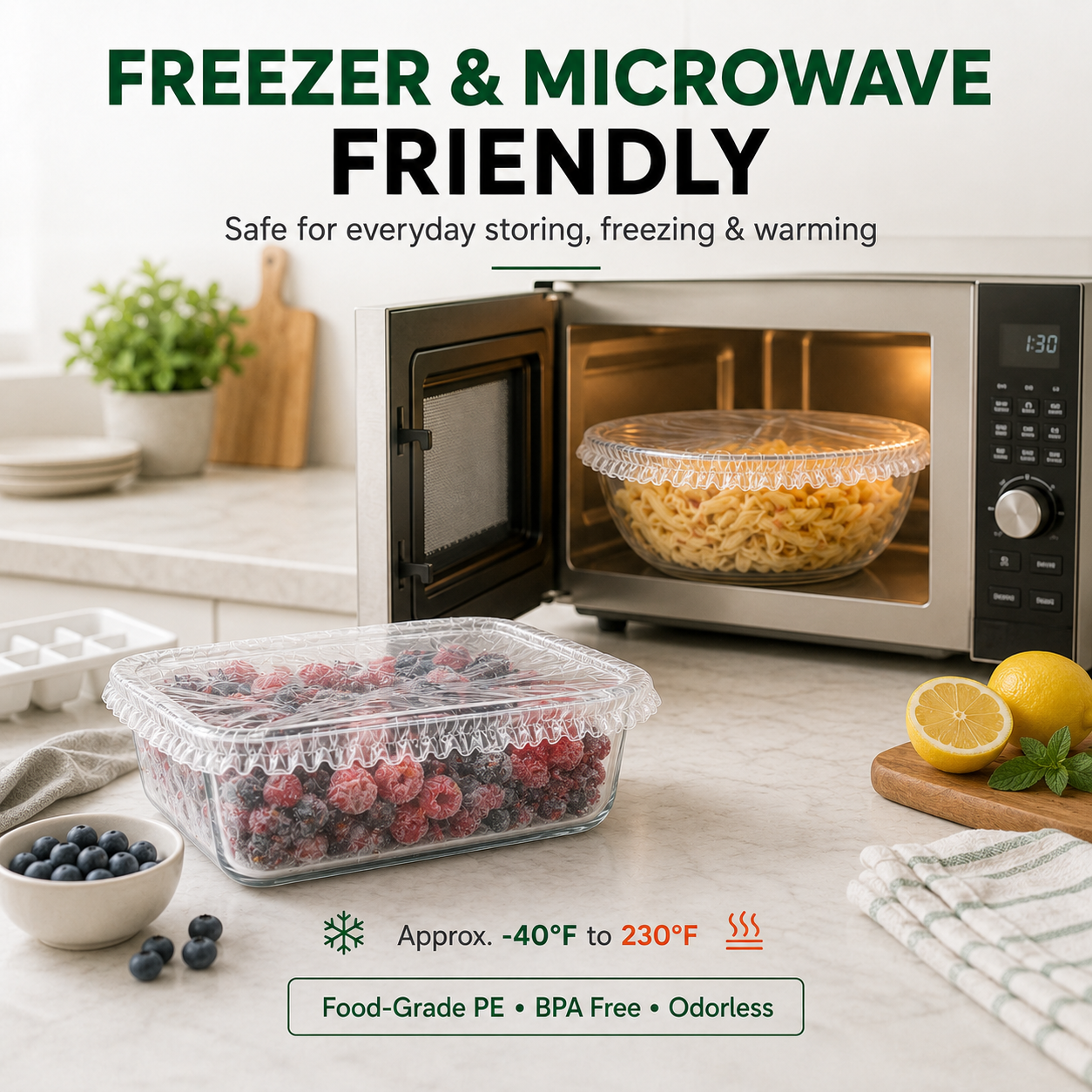Nectavira® 100-Piece Stretch Food Covers – Elastic Bowl & Plate Covers for Leftovers, Produce & Everyday Food Storage