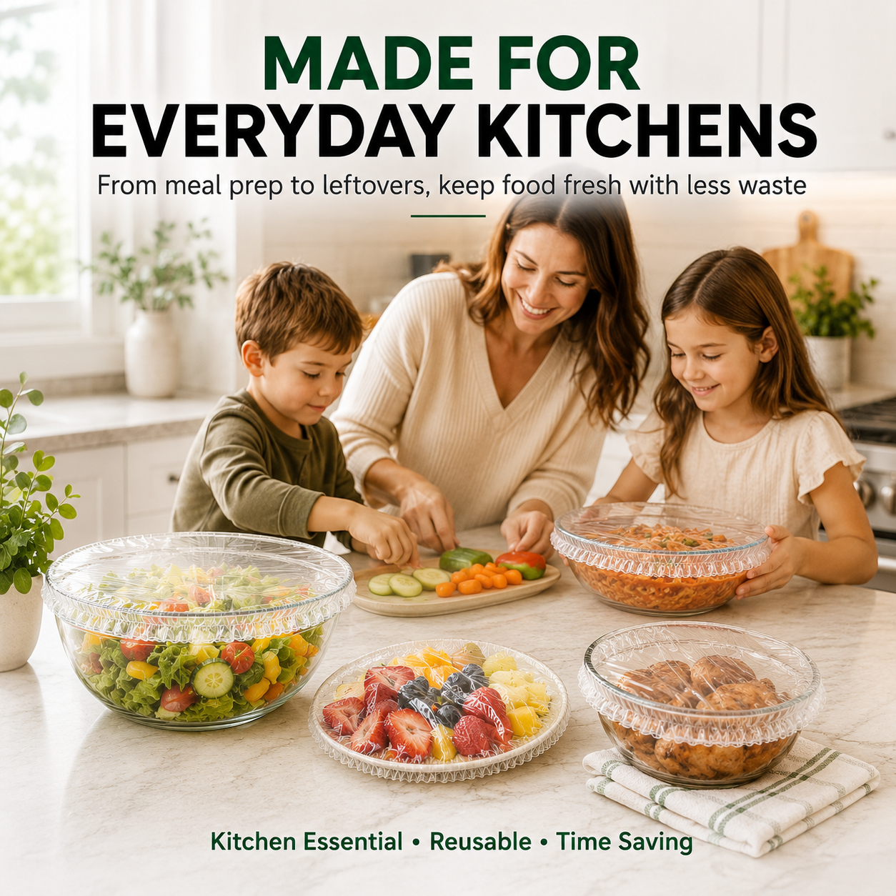 Nectavira® 100-Piece Stretch Food Covers – Elastic Bowl & Plate Covers for Leftovers, Produce & Everyday Food Storage