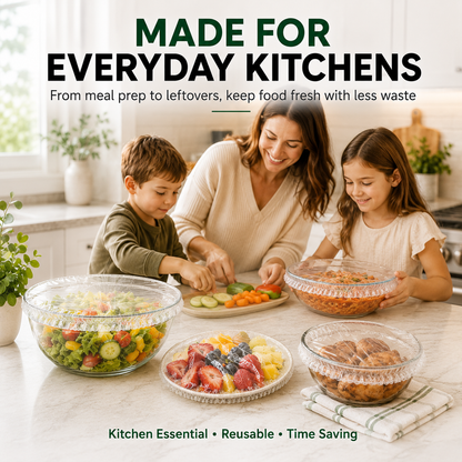 Nectavira® 100-Piece Stretch Food Covers – Elastic Bowl & Plate Covers for Leftovers, Produce & Everyday Food Storage