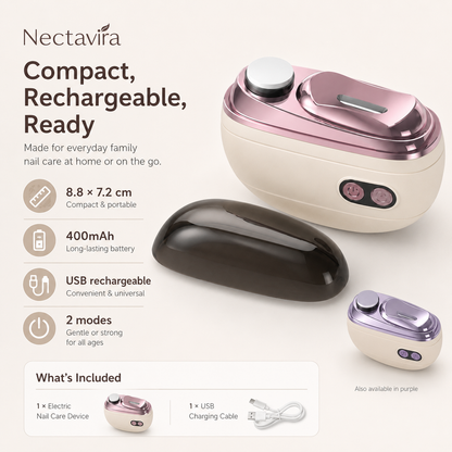 Nectavira™ 2-in-1 Electric Nail Clipper & Polisher — Gentle Nail Care for Babies & Families