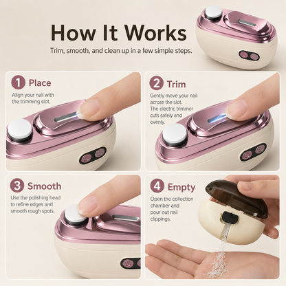 Nectavira™ 2-in-1 Electric Nail Clipper & Polisher — Gentle Nail Care for Babies & Families