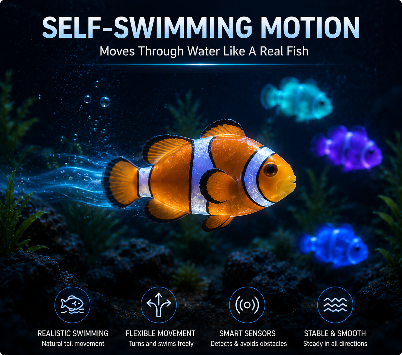 HUBUQ® Interactive Light-Up Robotic Toy Fish